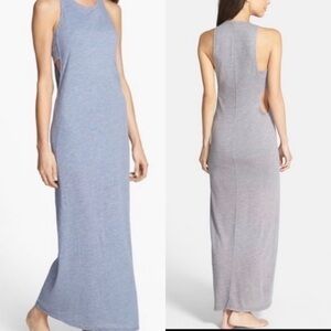 🍻🛒🍕🪻MONROW maxi tank dress cutout sides jersey heather blue sleeveless CLOSEOUT